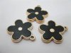 20Pcs Black Blossom Flower Beads Pendants Charms For Craft