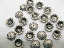 250 Pewter Silver Flower Metal Bead Caps - Click Image to Close