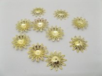 1000 Golden plated sunflower filigreen Bead Caps 17mm - Click Image to Close