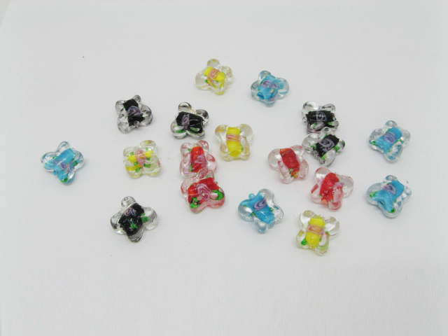 100 Fancy Lampwork Butterfly Glass beads be-g167 - Click Image to Close