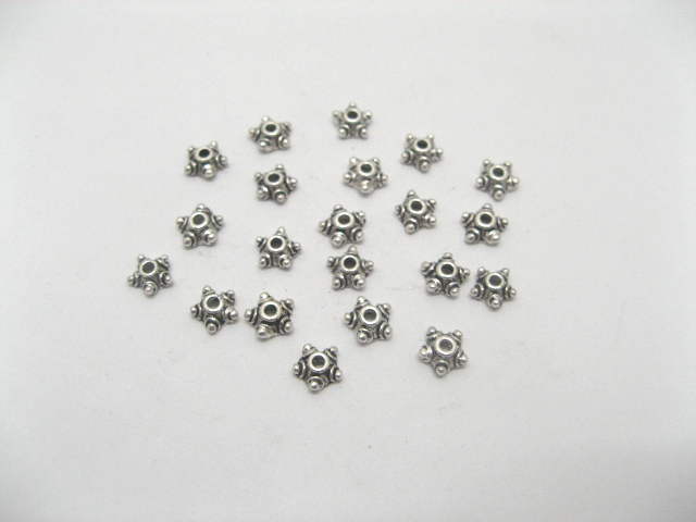 1000 Antique Pewter Silver Star 7mm Bead Caps - Click Image to Close