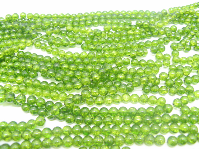 10 Strands Olive Green 6mm Crackle Glass Beads - Click Image to Close