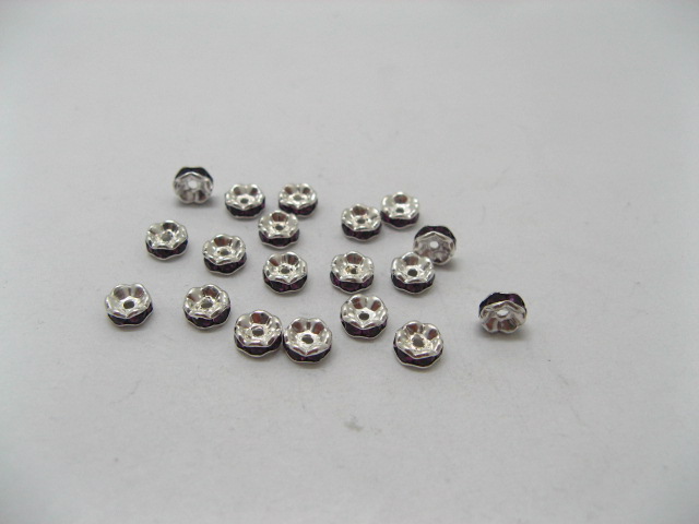 100 6mm Purple Rhinestone Rondelle Spacers Beads - Click Image to Close