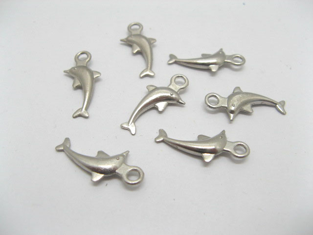100 12mm Charms Metal Dolphin Pendants Finding - Click Image to Close