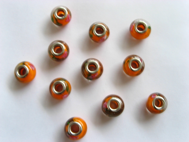100 Orange Murano Glass European Beads 10mm - Click Image to Close