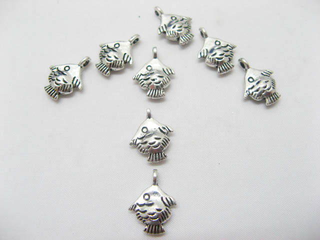 200 Silver Tropical Fish Pendants Charms Finding - Click Image to Close