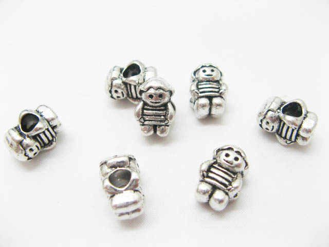 100 silver plated alloy metal Boy European Beads - Click Image to Close