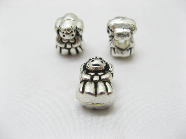 100 silver plated alloy metal Girl European Beads - Click Image to Close