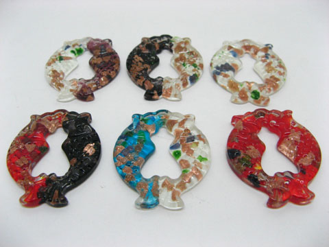 12 Gold Foil Glass Pisces Shape Pendants Mixed Colour 12 Gold Foil Glass Pisces Shape Pendants Mixed Colour