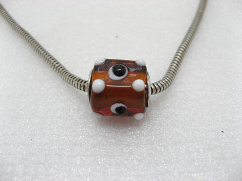 50 Coffee Murano Cubic Glass European Beads With White Dots 50 Coffee Murano Cubic Glass European Beads With White Dots