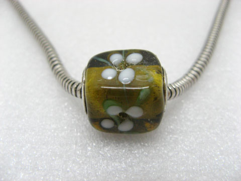 50 Coffee Murano Flower Cubic Glass European Beads be-g278 50 Coffee Murano Flower Cubic Glass European Beads be-g278