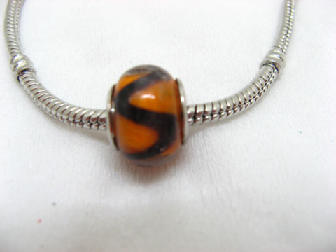 100 Orange Murano Round Glass European Beads be-g308 - Click Image to Close