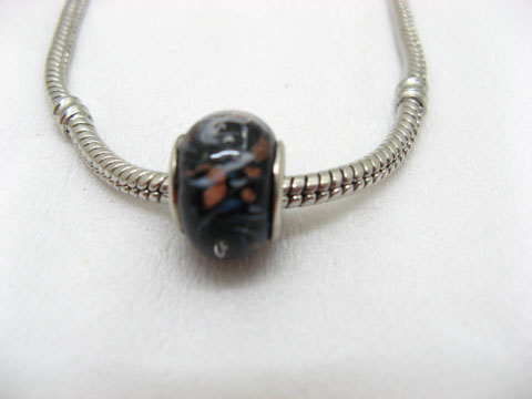 100 Black Murano Round Glass European Beads be-g319 - Click Image to Close