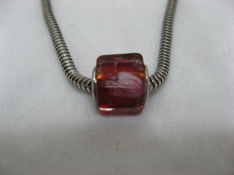50 Red Murano Cubic Glass European Beads be-g365 - Click Image to Close