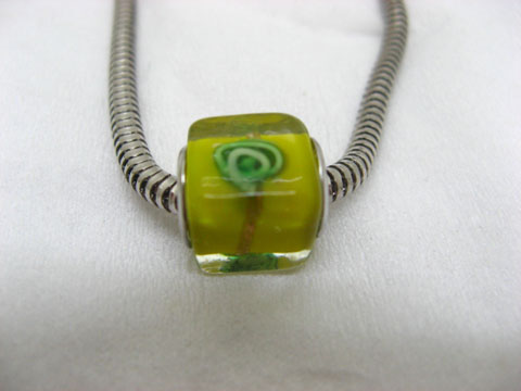 50 Yellow Murano Cubic Glass European Beads be-g369 - Click Image to Close