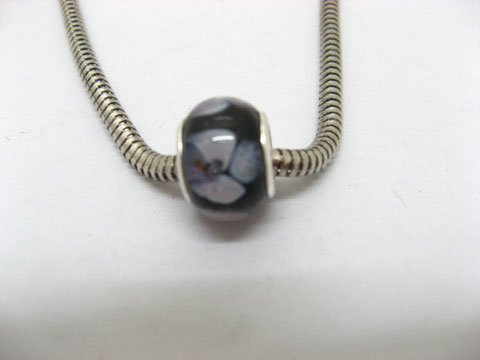 100 Black Murano Round Glass European Beads be-g383 - Click Image to Close