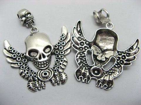 10 Charm Jewellery Skull Pendants 60X65mm ac-mp132 - Click Image to Close
