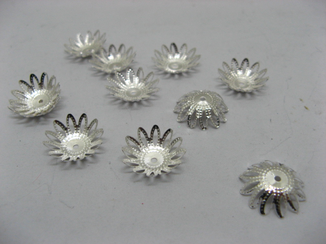 1000 Silver Plated Filigree Flower Bead Caps 15mm ac-bc66 - Click Image to Close