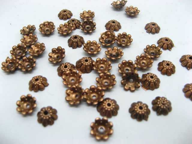 2000 Antique Copper Plated Plastic Flower Bead Caps ac-sp534 - Click Image to Close