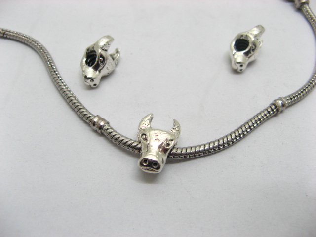 100 Alloy Ox Head Thread European Beads ac-sp544 - Click Image to Close