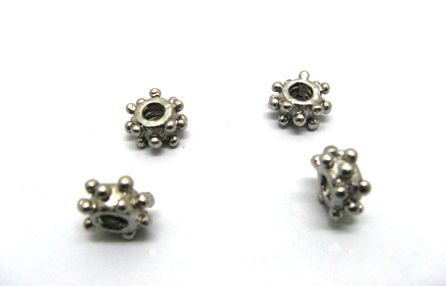 50 Metal Dotted Barrel Thread European Beads ac-sp572 - Click Image to Close
