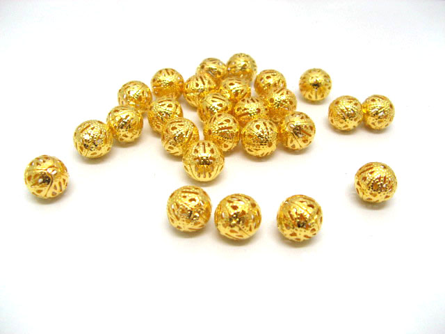 500 Golden Filigree Round Beads 8mm Spacer Finding - Click Image to Close