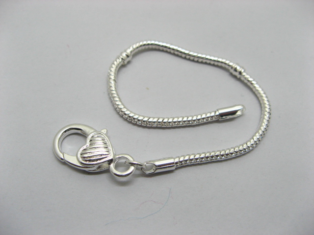 1X Sliver Heart Clasp European Bracelet 20cm ac-str221 - Click Image to Close
