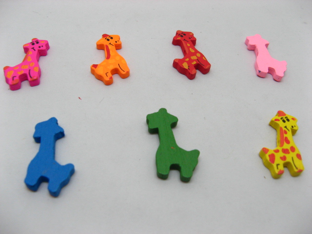 300Pcs Colourful Giraffe Wooden Beads Mixed Color - Click Image to Close