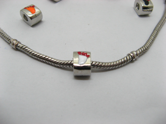 20 Metal Enamel Sole Thread European Beads - Click Image to Close