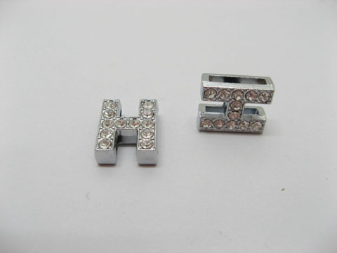 10 Fashion Rhinestone Letter "H" Beads Collar Charms - Click Image to Close