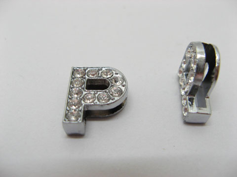10 Fashion Rhinestone Letter "P" Beads Collar Charms - Click Image to Close