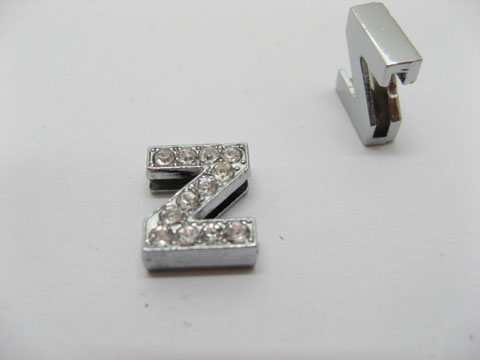 10 Fashion Rhinestone Letter "Z" Beads Collar Charms - Click Image to Close