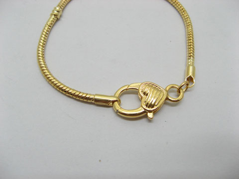 1 X Golden Heart Clasp European Bracelet 20cm ac-str257 - Click Image to Close