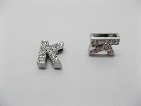 10 Fashion Rhinestone Letter "K" Beads Collar Charms - Click Image to Close