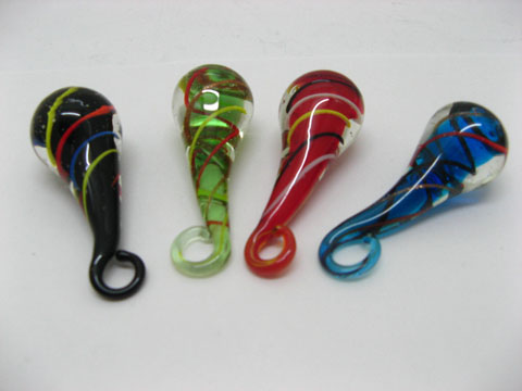 12 Fused Glass Teardrops Pendants Mixed Colour ac-sf378 - Click Image to Close