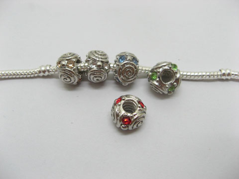 20 Alloy European Thread Beads with Rhinestone pa-m89 - Click Image to Close