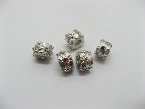 20 Alloy Barrel European Thread Beads with Rhinestone pa-m95 - Click Image to Close