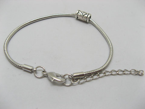 1 Silver Snake Chain Bracelets Fits European 19cm pa-s4 - Click Image to Close