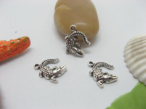 100 Metal Crocodile Pendants Charms Jewelry Finding ac-mp170 - Click Image to Close