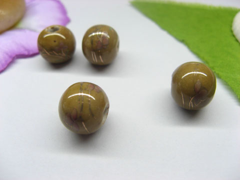 100 Coffee Round Lampwork Porcelain Beads 12mm be-g510 - Click Image to Close