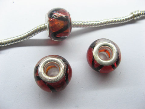 100 Red Murano Round Glass European Beads be-g340 - Click Image to Close