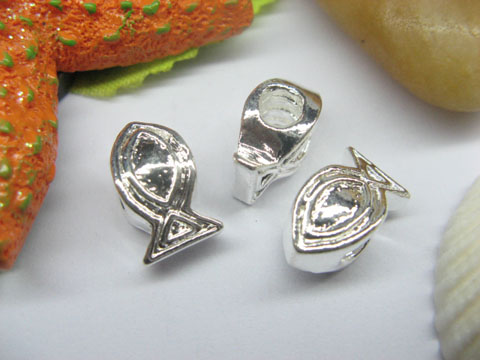 10 Silver Fish Thread European Beads pa-m201 - Click Image to Close