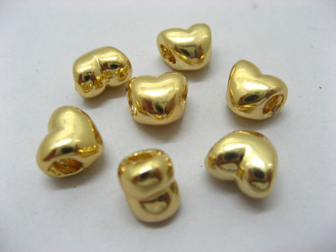 50X18K Golden European Heart Thread Beads ac-sp393 - Click Image to Close