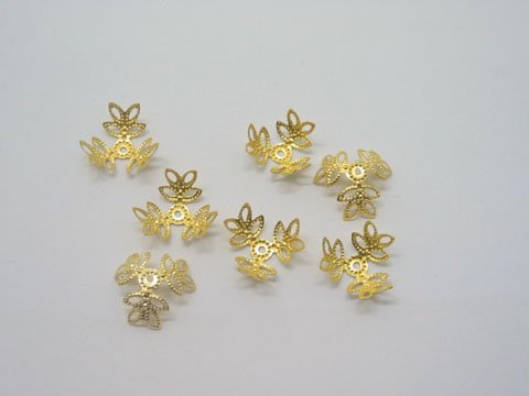 1000 Golden Plated Filigree Flower Beads Caps - Click Image to Close
