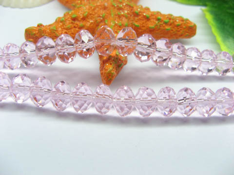 720 Pink Hand Polished Faceted Crystal Glass Beads - Click Image to Close