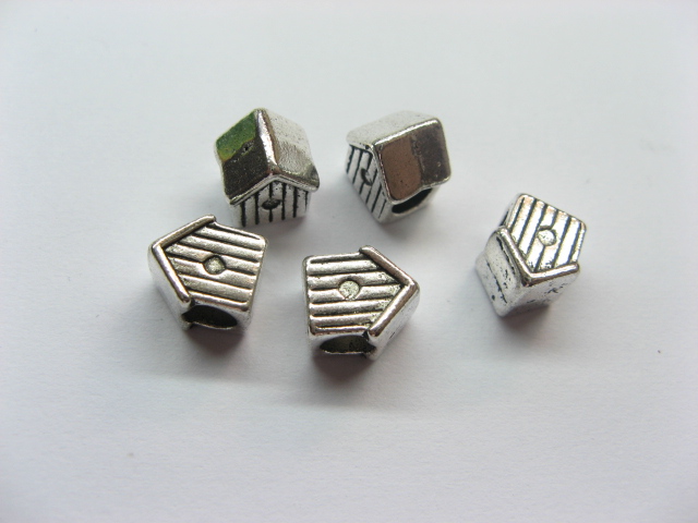 100 Metal House Shape European Beads pa-b15 - Click Image to Close