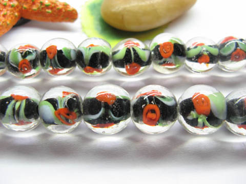 10 Strands Black Round Lampwork Glass Beads 13x11cm - Click Image to Close