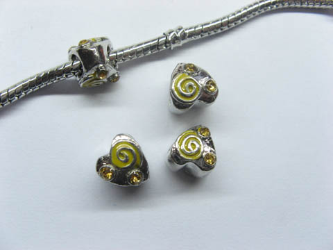 20 Alloy Yellow Enamel Heart Thread European Beads pa-m232 - Click Image to Close