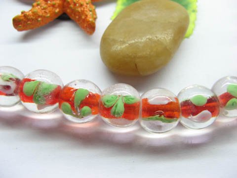 10Strands 300pcs Red Round Lampwork Glass Beads 13x11cm - Click Image to Close