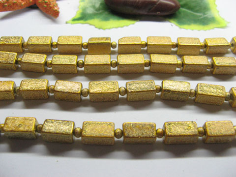 10 Strands Yellow Baked Glass Beads 6x12mm be-g569 - Click Image to Close